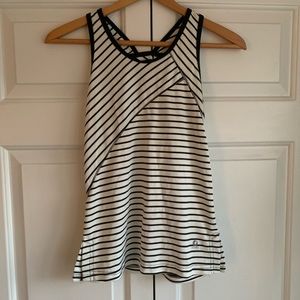 Oiselle Tank Top White/Navy Stripes Work Out